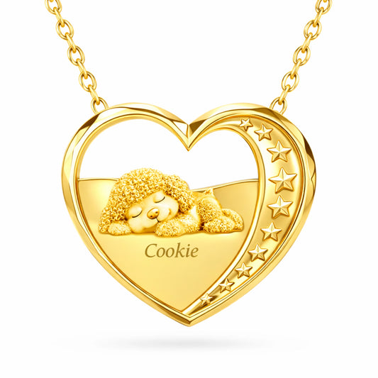 Soulyshine Poodle Starry Slumber – Personalized Pet Heart Necklace