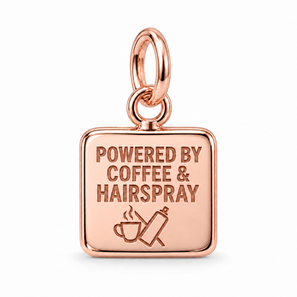 Powered by Coffee & Hairspray Dangle Charm | Rose Gold | sha256:53e997a09c4fd76c354757c158e760f3f03627f0d5a219669ed28145843415be