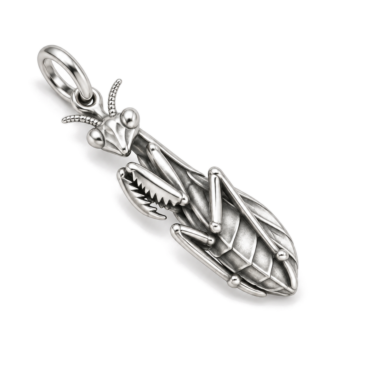 Praying Mantis Charm — Silver Super Macro | charm-topics-remaining-444-2026-09-14 | topic-047