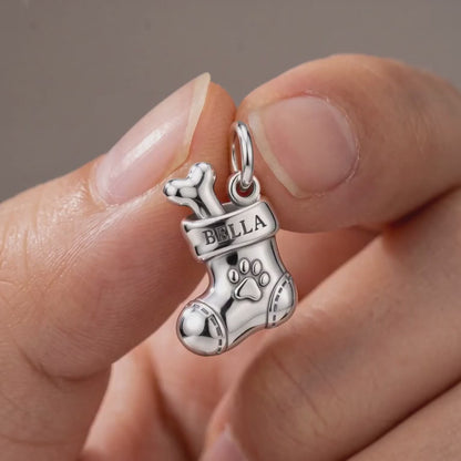 Puppy's First Christmas Stocking Charm and Polyester Cord Bracelet Set