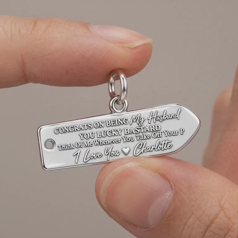 Lucky Husband Message Tag Charm Bracelet – Personalized Husband Gift – product video