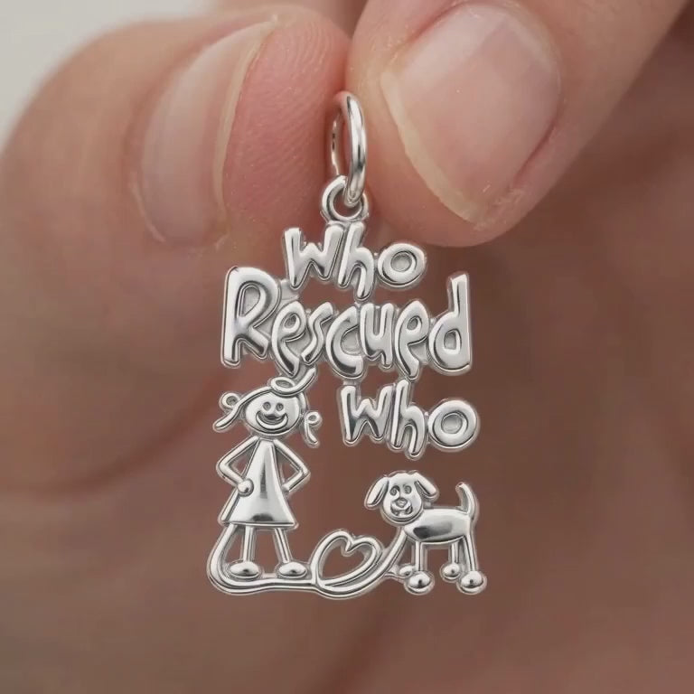 Who Rescued Who Charm and Polyester Cord Bracelet Set