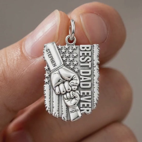 Patriotic Father Fist Bump Charm Bracelet – Personalized Dad Gift – product video