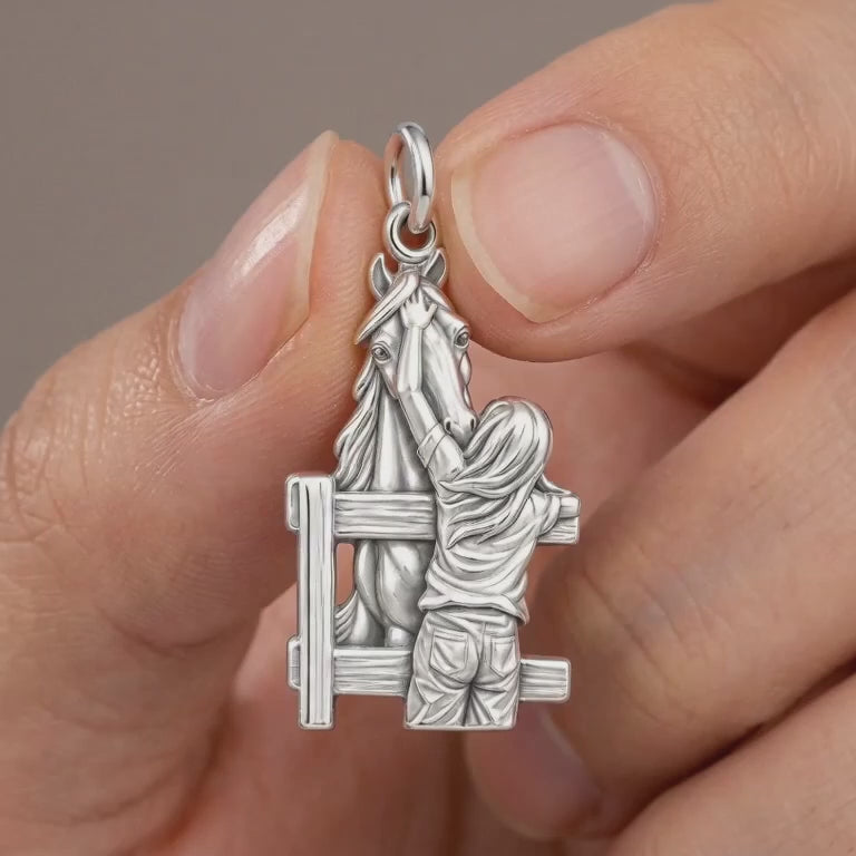 Over the Fence Horse Hug Charm and Polyester Cord Bracelet Set