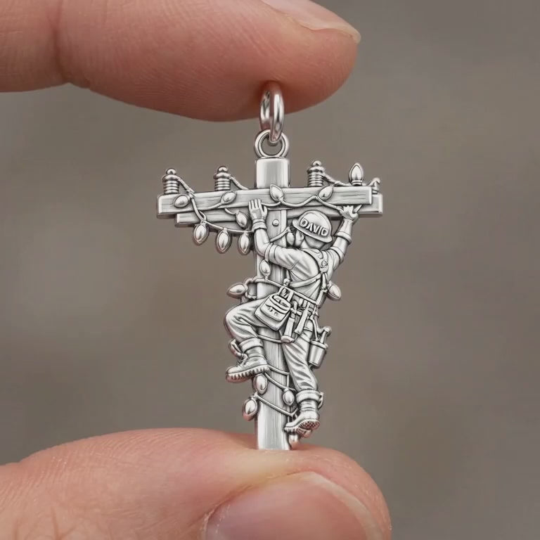 Holiday Lineman at Work Charm and Polyester Cord Bracelet Set