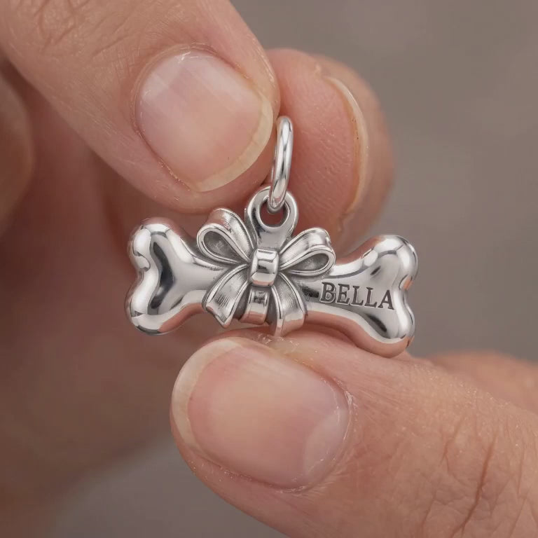 First Gift Bow Bone Charm and Polyester Cord Bracelet Set