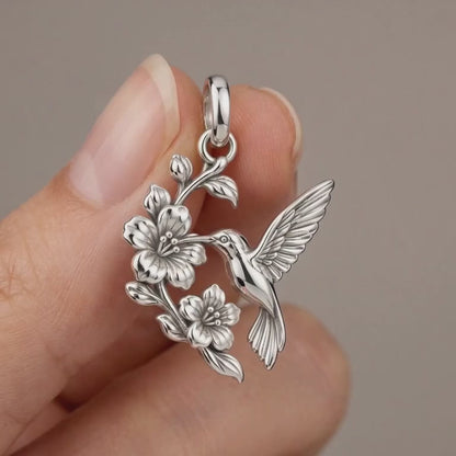Hummingbird and Cherry Blossom Charm Bracelet – Personalized Mom Gift – product video