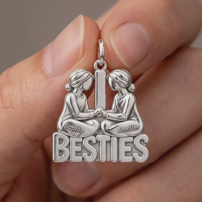 Besties Holding Hands Charm and Polyester Cord Bracelet Set