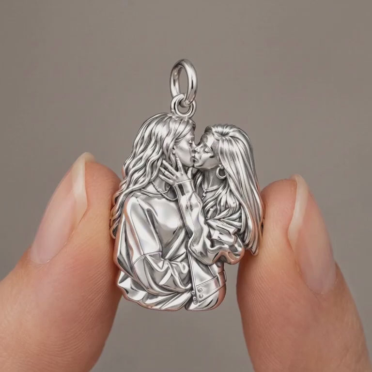Shared Love Portrait Charm Bracelet – Personalized Couple Gift – product video