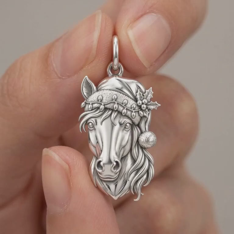 Christmas Stallion Charm and Polyester Cord Bracelet Set