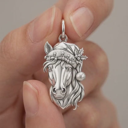 Christmas Stallion Charm and Polyester Cord Bracelet Set