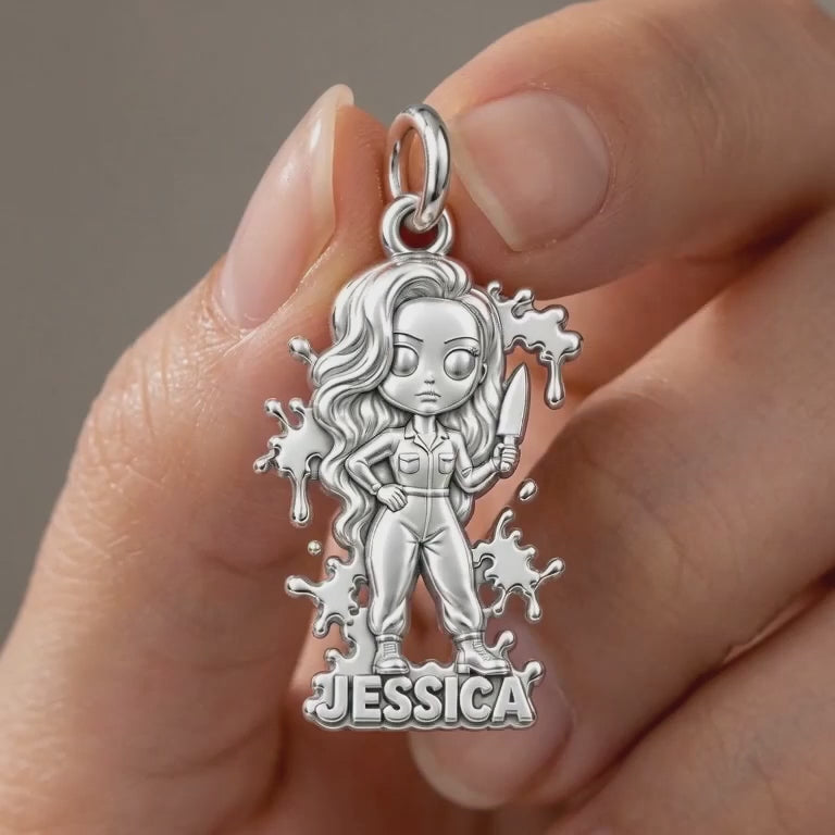 Slasher Queen Hair Artist Charm Bracelet – Personalized Hairstylist – product video