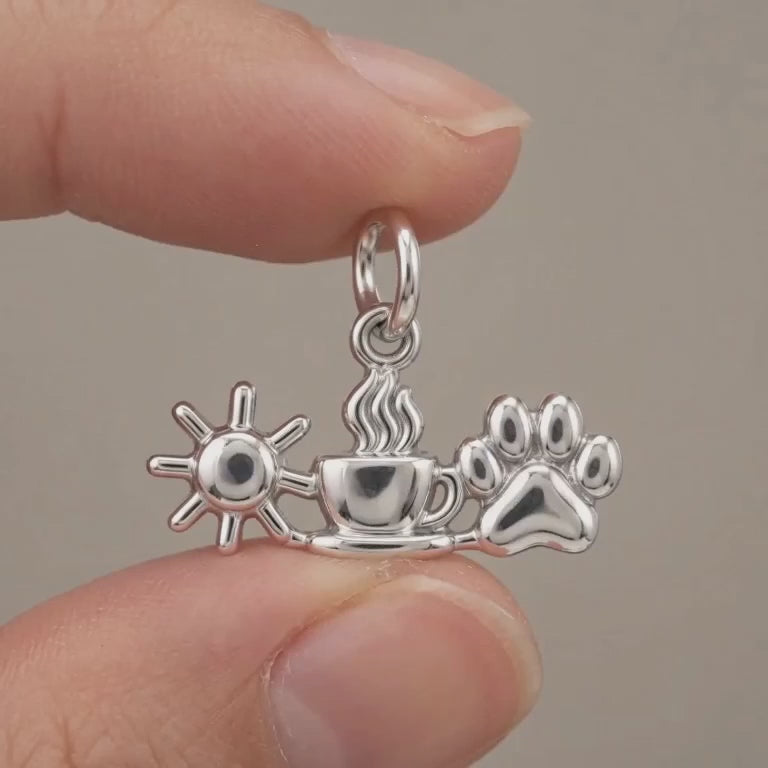 Morning Ritual Sunshine Coffee and Paw Charm and Polyester Cord Bracelet Set
