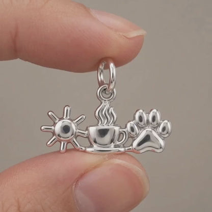 Morning Ritual Sunshine Coffee and Paw Charm and Polyester Cord Bracelet Set