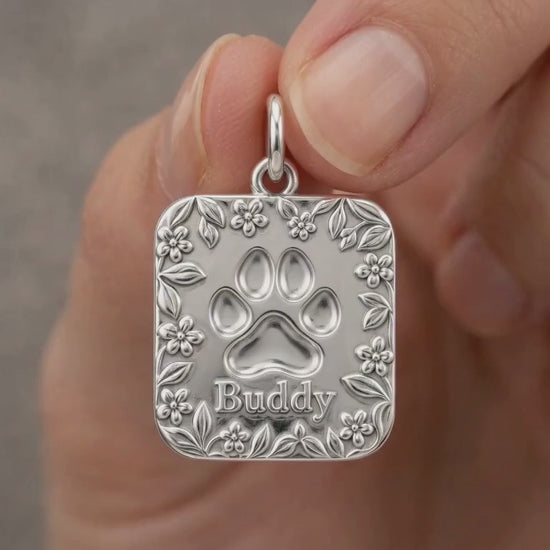 Floral Paw Print Charm Bracelet – Personalized Dog Mom Gift – product video