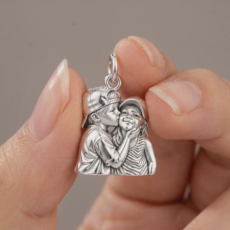 Sweet Sibling Kiss Charm Bracelet – Personalized Mom Gift – product video
