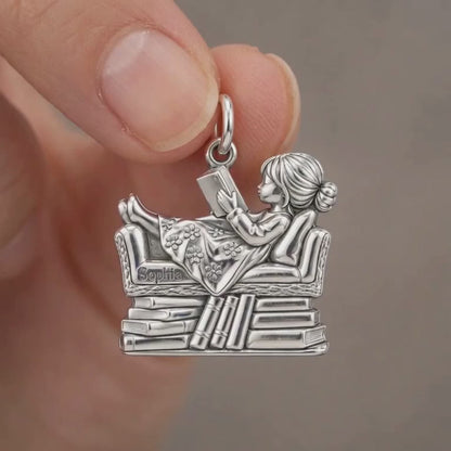 Cozy Armchair Reader Charm and Polyester Cord Bracelet Set