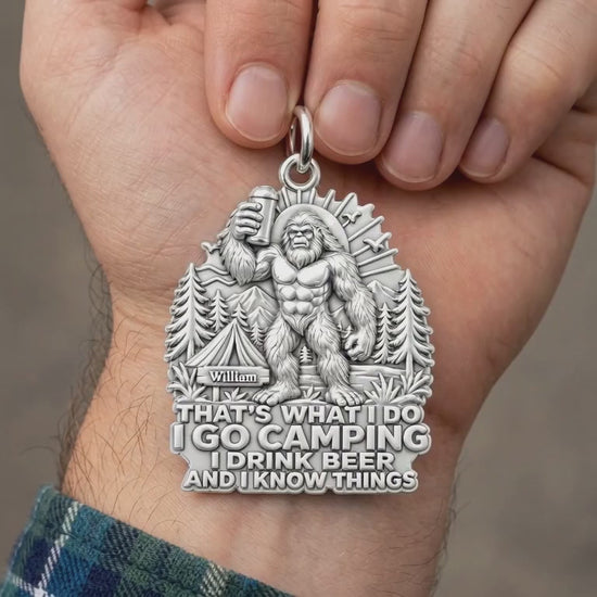 Sasquatch Camping & Beer Charm Bracelet – Personalized Dad Gift – product video