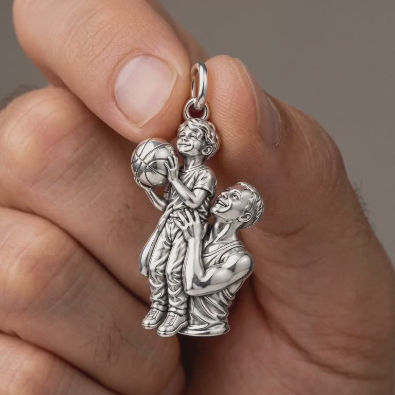 Father and Son Basketball Charm Bracelet – Personalized Dad Gift – product video