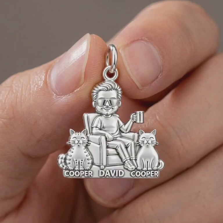 Cat Dad Armchair Ritual Charm Bracelet – Personalized Dad Gift – product video