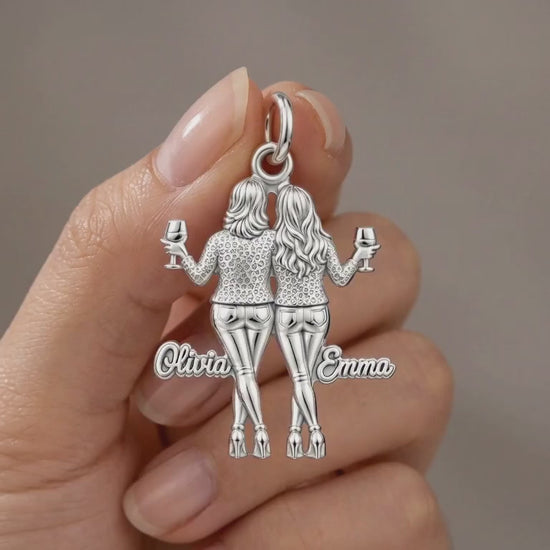 Mother and Daughter Wine Toast Charm Bracelet – Personalized Mom Gift – product video