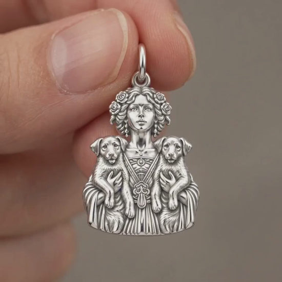 Goddess of Two Pups Charm and Polyester Cord Bracelet Set