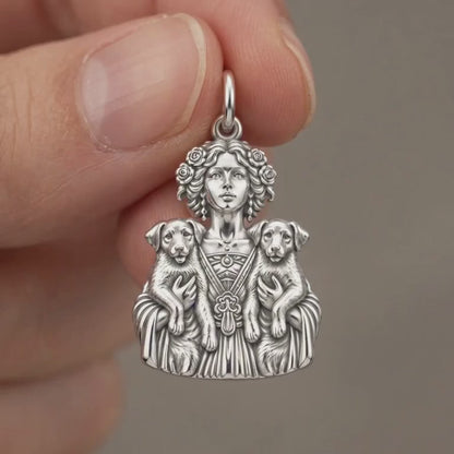 Goddess of Two Pups Charm and Polyester Cord Bracelet Set