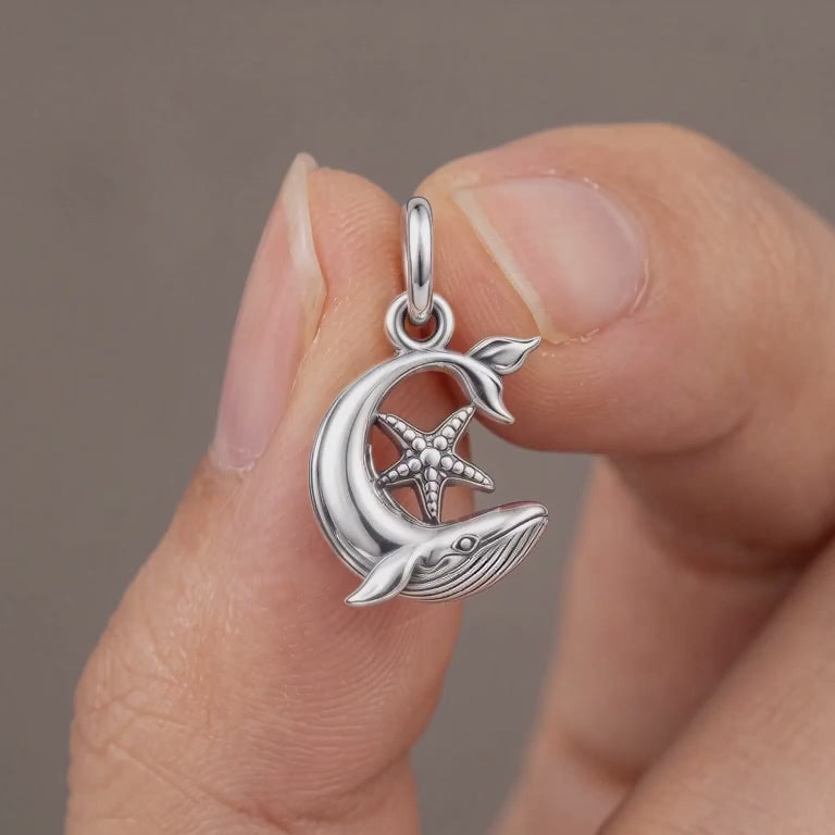 Crescent of the Sea Charm and Polyester Cord Bracelet Set