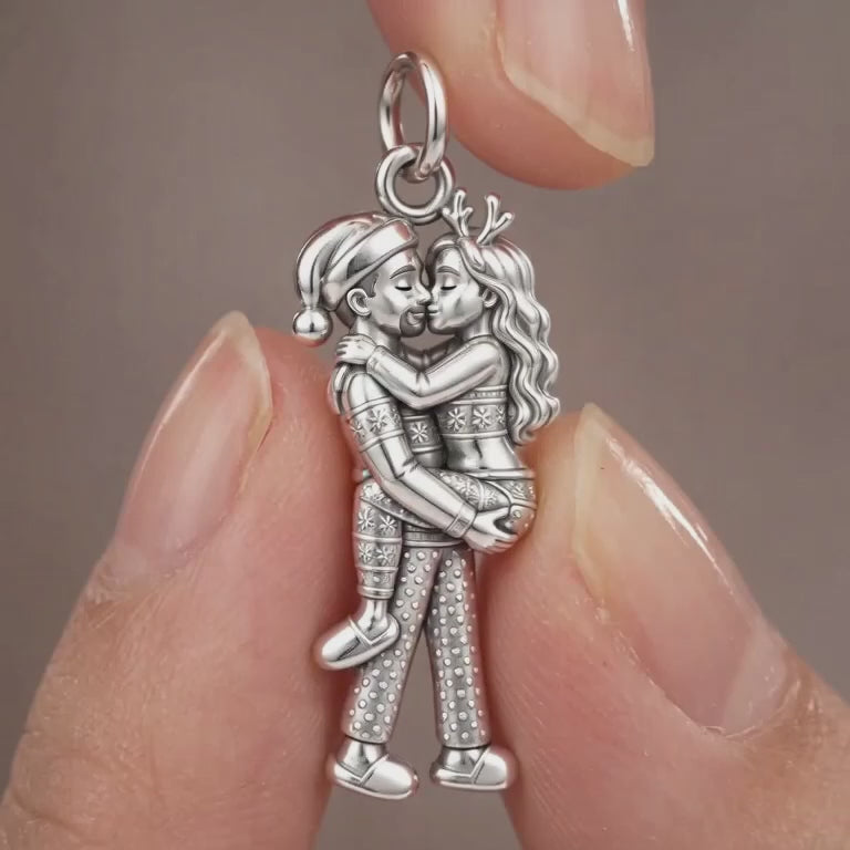 Christmas Morning Hug Charm and Polyester Cord Bracelet Set