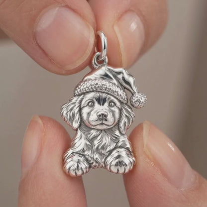 Christmas Puppy Charm and Polyester Cord Bracelet Set