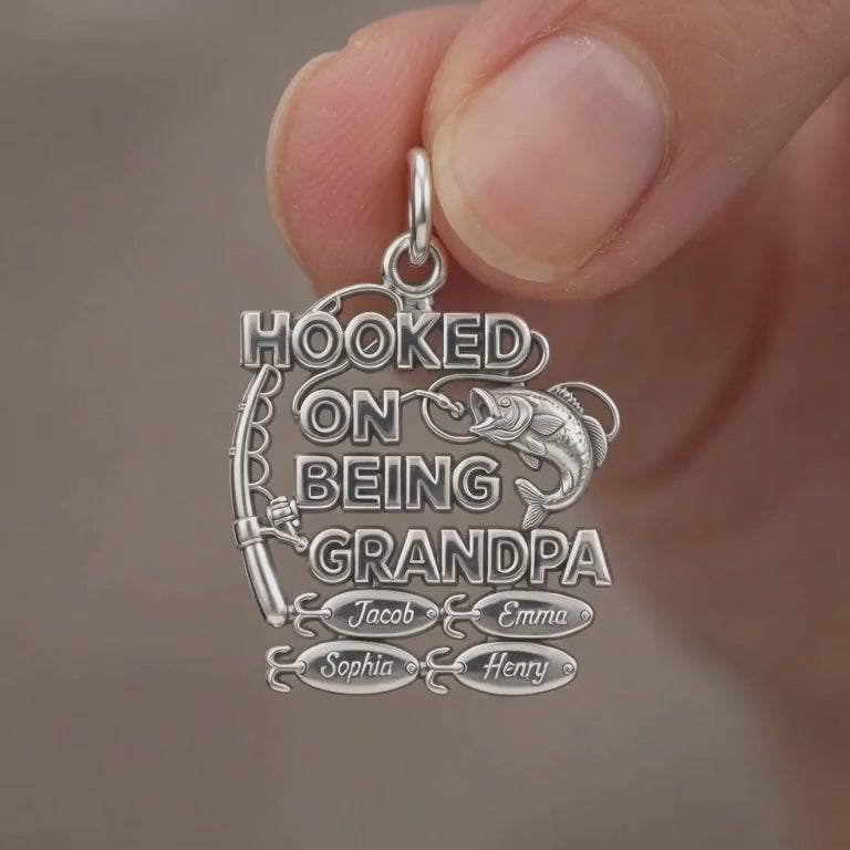 Hooked on Being Grandpa Charm Bracelet – Personalized Grandpa Gift – product video
