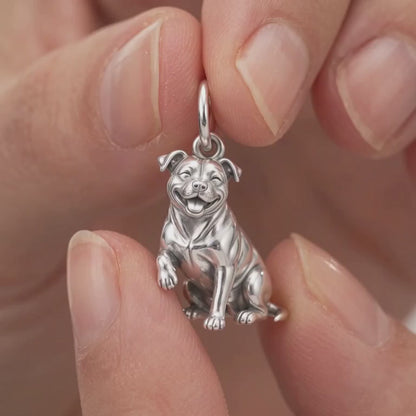 Smiling Pittie Paws Charm and Polyester Cord Bracelet Set