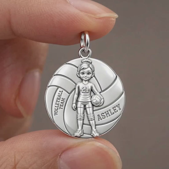 Volleyball Star Player Charm and Polyester Cord Bracelet Set – product video