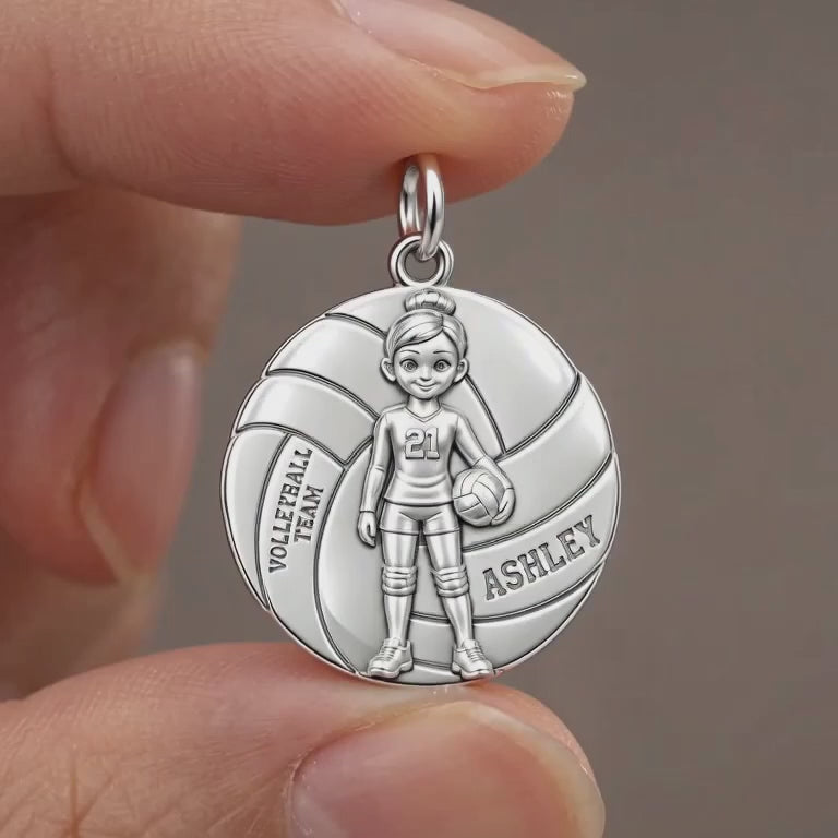 Volleyball Star Player Charm and Polyester Cord Bracelet Set – product video
