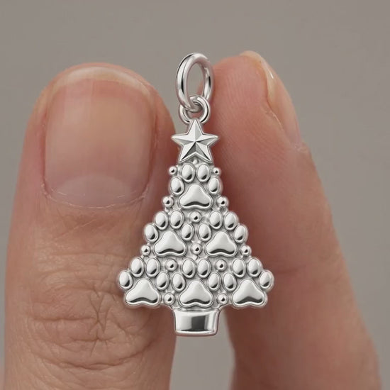 Paw Print Christmas Tree Charm Bracelet – Personalized Dog Mom Gift – product video