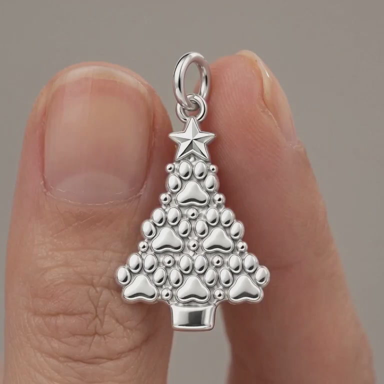 Paw Print Christmas Tree Charm Bracelet – Personalized Dog Mom Gift – product video