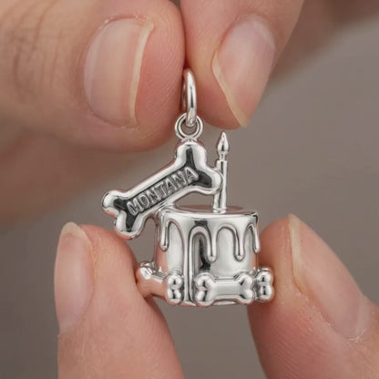 Dog Birthday Cake Charm Bracelet – Personalized Dog Mom Gift – product video