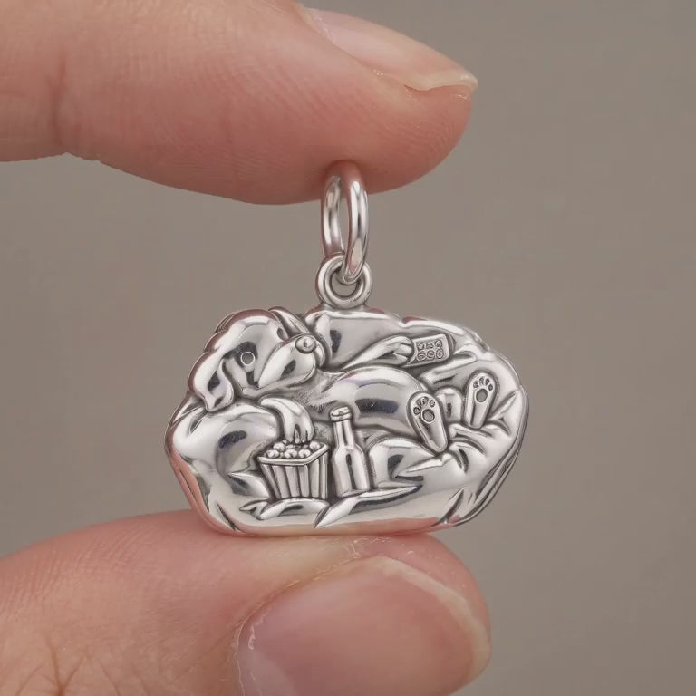 Couch Potato Pup Charm and Polyester Cord Bracelet Set