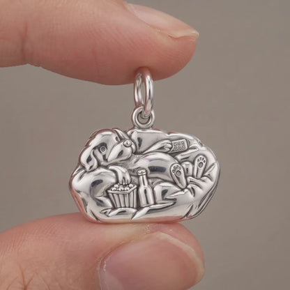 Couch Potato Pup Charm and Polyester Cord Bracelet Set