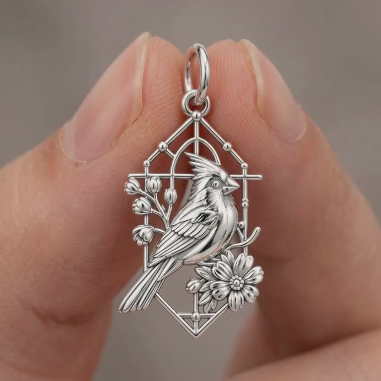 Cardinal at the Window Charm and Polyester Cord Bracelet Set