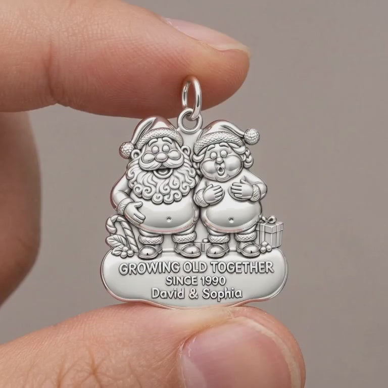 Growing Old Together Santa Couple Charm and Polyester Cord Bracelet Set