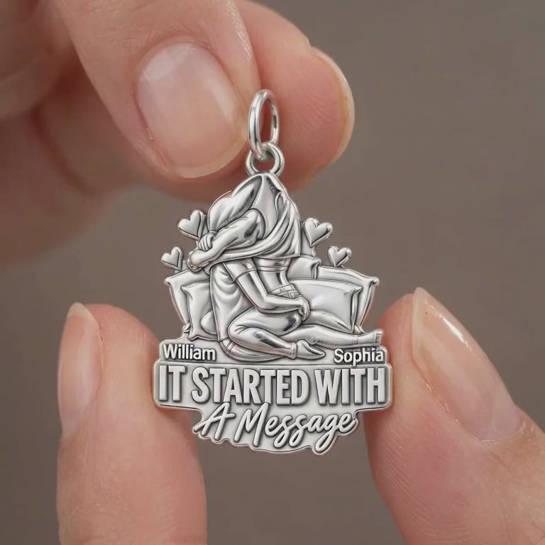 It Started With A Message Charm Bracelet – Personalized Couple Gift – product video