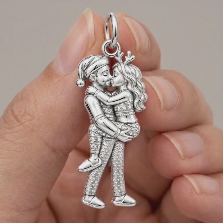 Christmas Morning Kiss Charm and Polyester Cord Bracelet Set