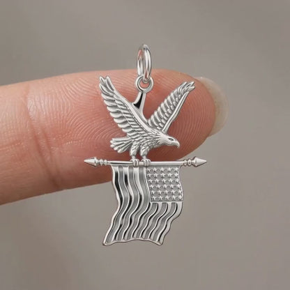 Eagle and American Flag Charm and Polyester Cord Bracelet Set