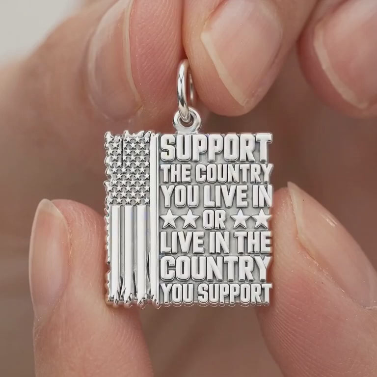 Patriotic Support Flag Charm and Polyester Cord Bracelet Set