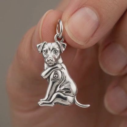 Tattooed Pup I Heart Mom Charm and Polyester Cord Bracelet Set