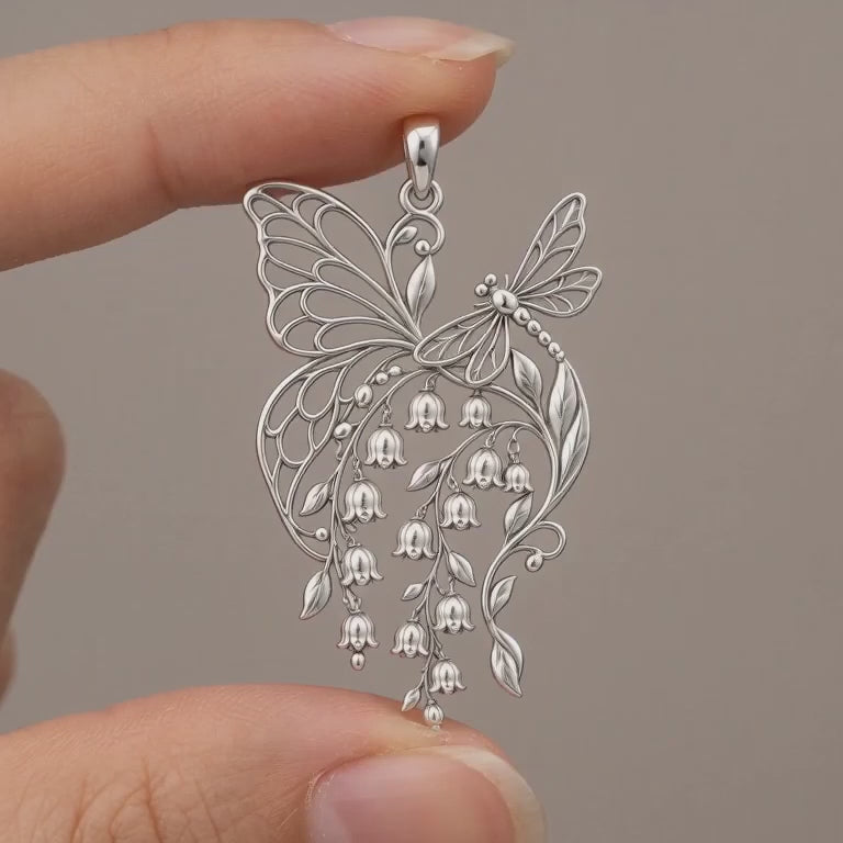 Butterfly and Lily of the Valley Charm – Mom Gift – product video