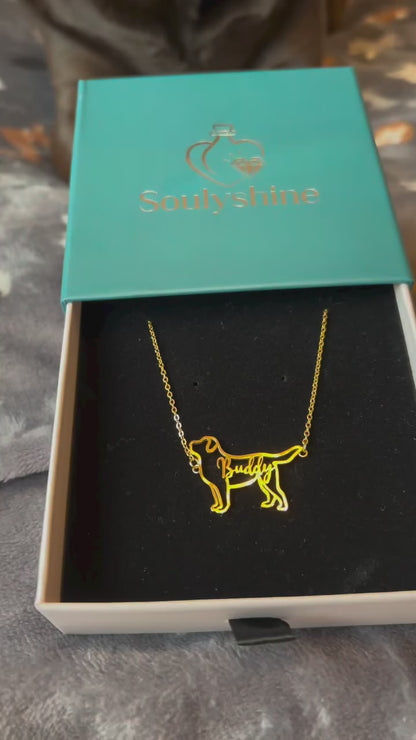 The Fine Line Labrador Retriever Portrait – Custom Dog Outline Handcrafted Necklace