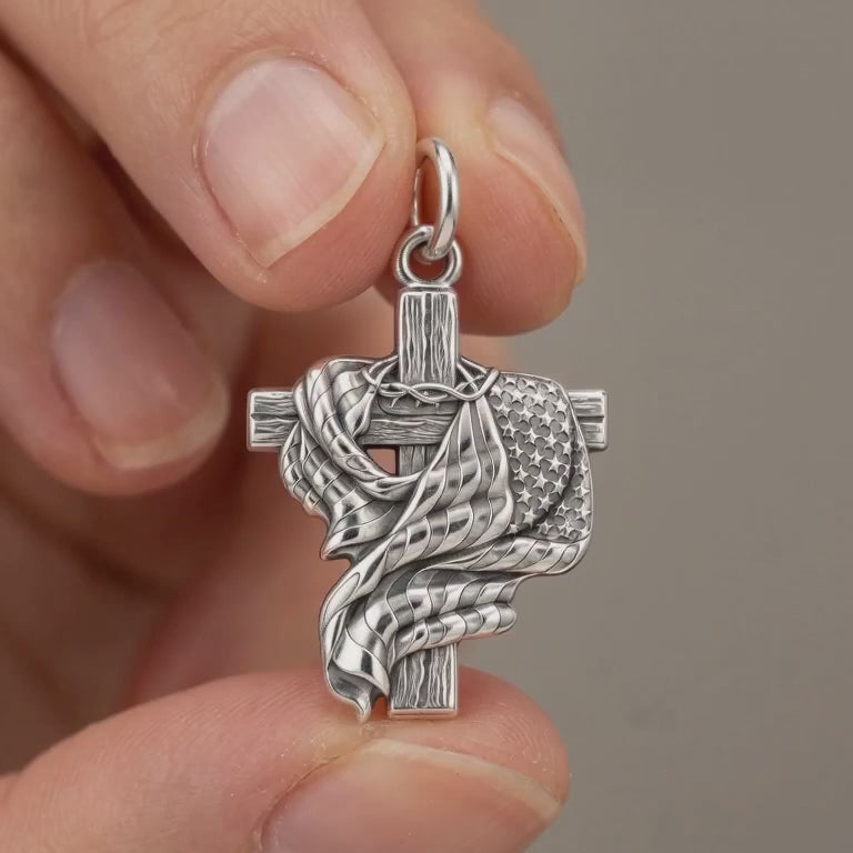 Faith and Freedom Cross Charm and Polyester Cord Bracelet Set