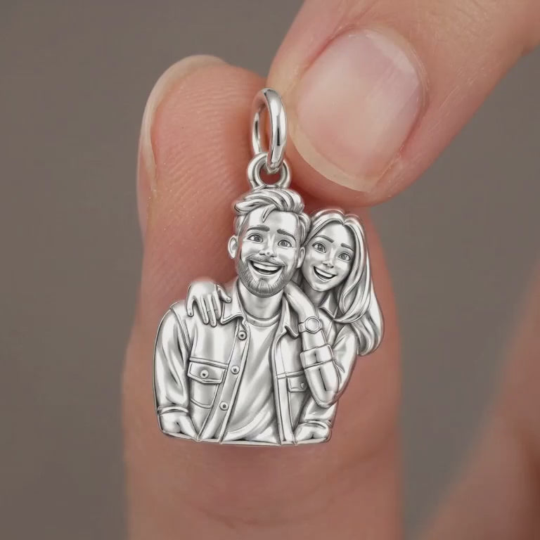 Sculpted Love Portrait Charm Bracelet – Personalized Couple Gift – product video